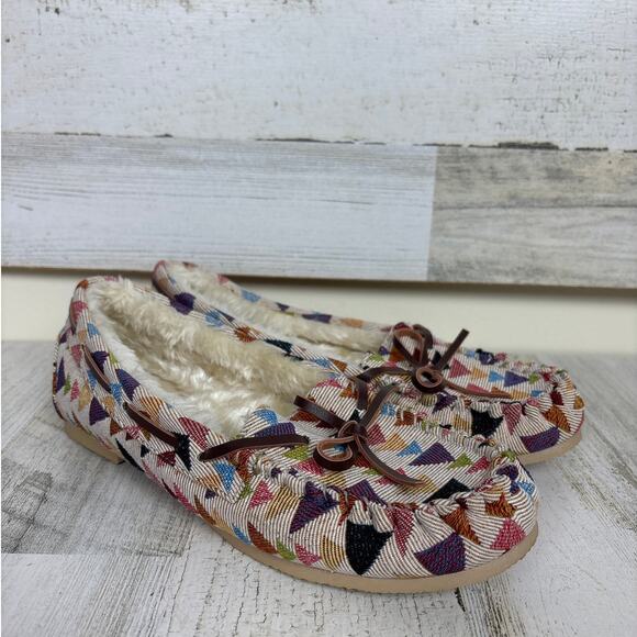 Indigo Rd. women 7.5 faux fur lined moccasin slip on shoe new aztec boho slipper - Picture 2 of 8
